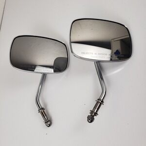 Harley Davidson Chrome Rectangular Motorcycle Mirrors Set L e4 1012 Short Stem